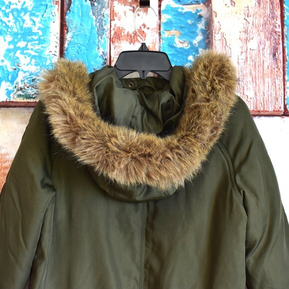 Unisex Old Navy Parka Utility Coat Faux Fur Prepper XSmall Crocodile Tears - Picture 8 of 11